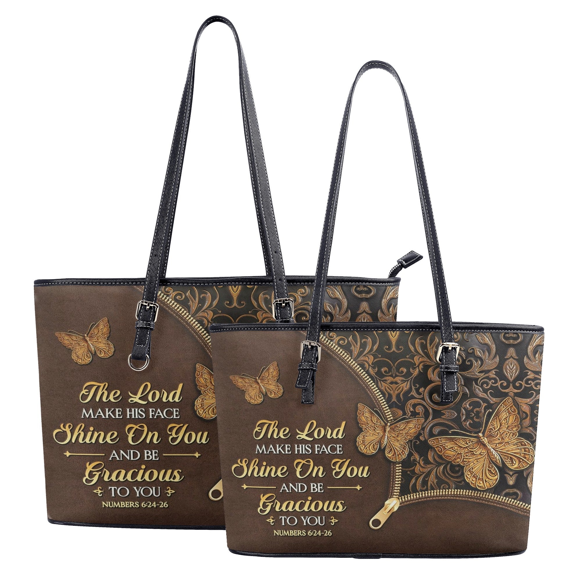 The Lord Make His Face Shine On You Numbers 6 24 26 Butterfly Leather Bag. BLAF03